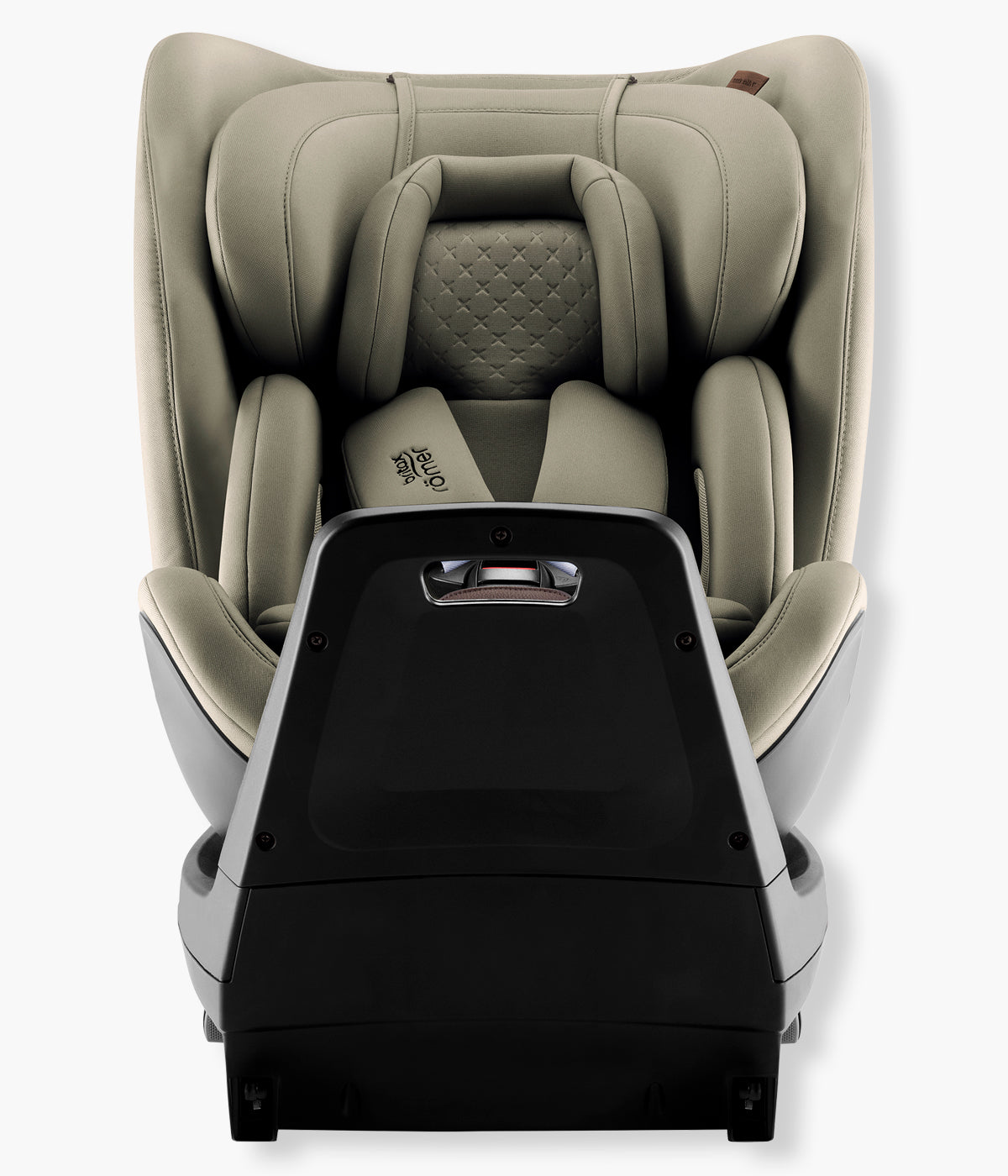 Vista frontal da cadeira auto evolutiva Swivel-Grow Max Air Lux da Britax Römer na cor Urban Olive.