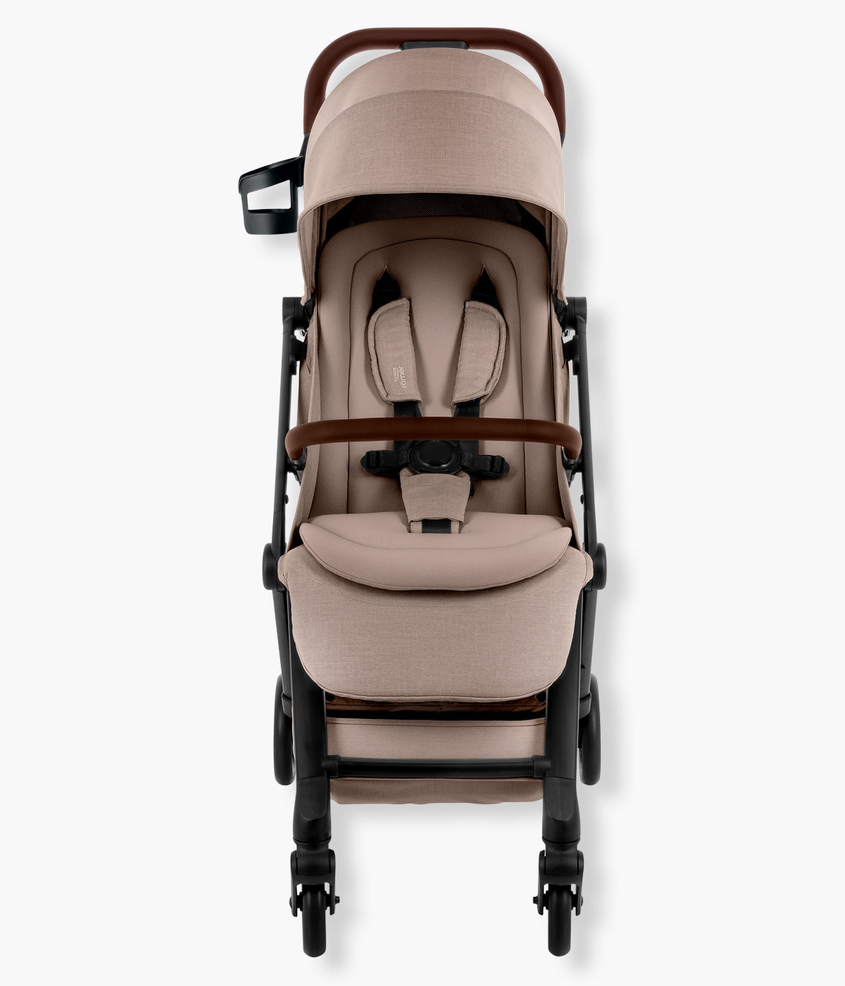 Vista frontal do carrinho de passeio compacto Flylite da marca Britax Römer na cor Teak.