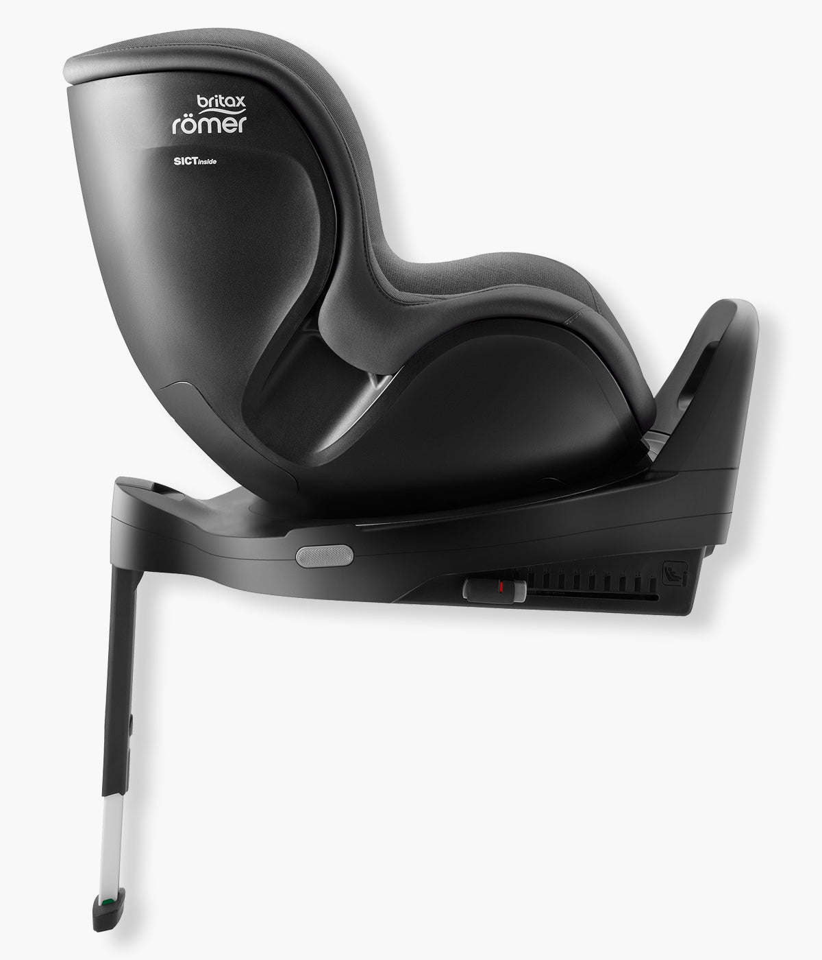 Vista lateral da cadeira auto rotativa Dualfix Pro Style da Britax Römer.