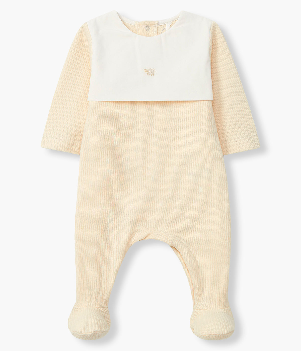Babygrow em Algodão Canelado Ovelha para Bebé - Amarelo