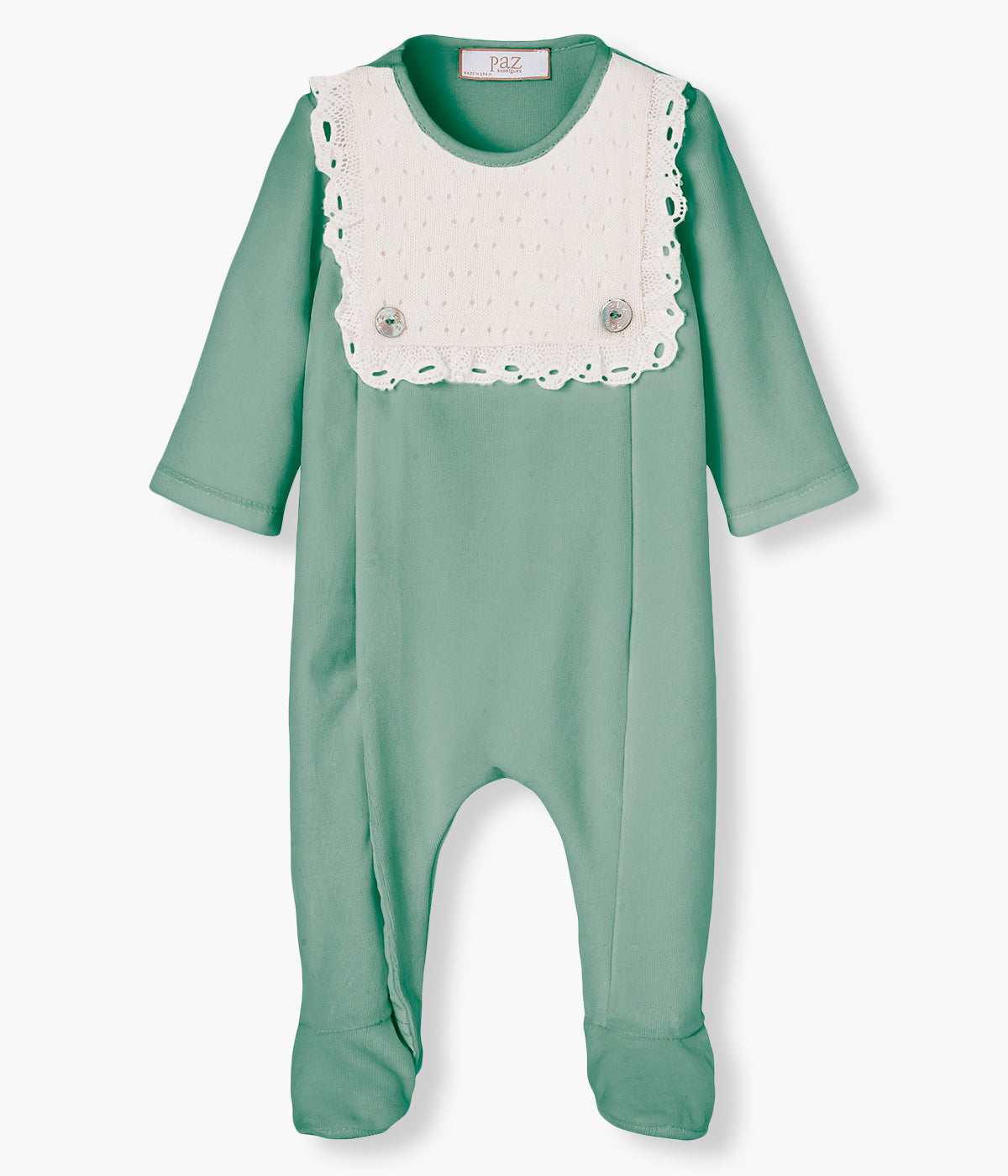 Babygrow em Veludo c/ Peitilho Renda para Bebé - Verde
