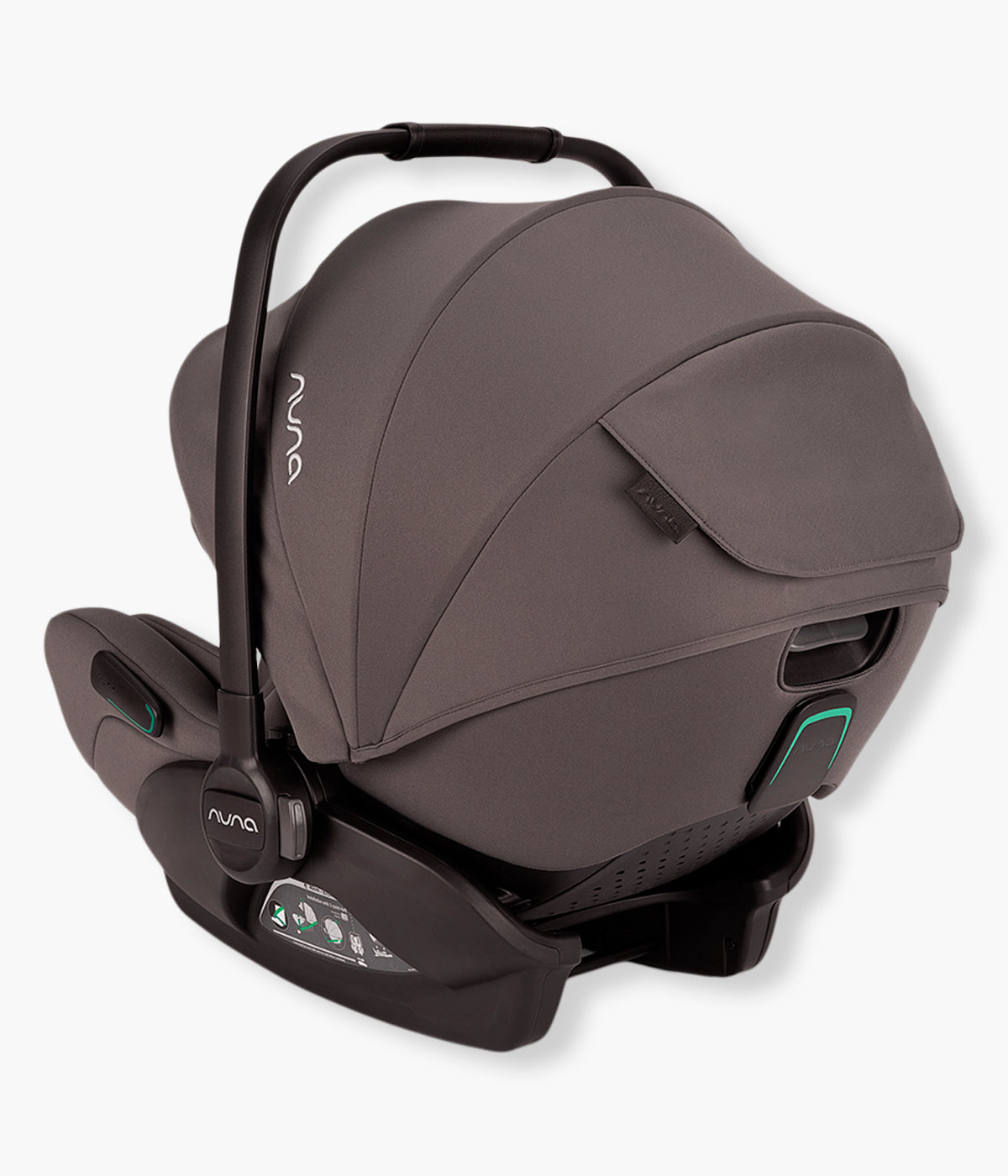 Vista traseira da babycoque para bebé Arra Flex da marca Nuna na cor Thunder