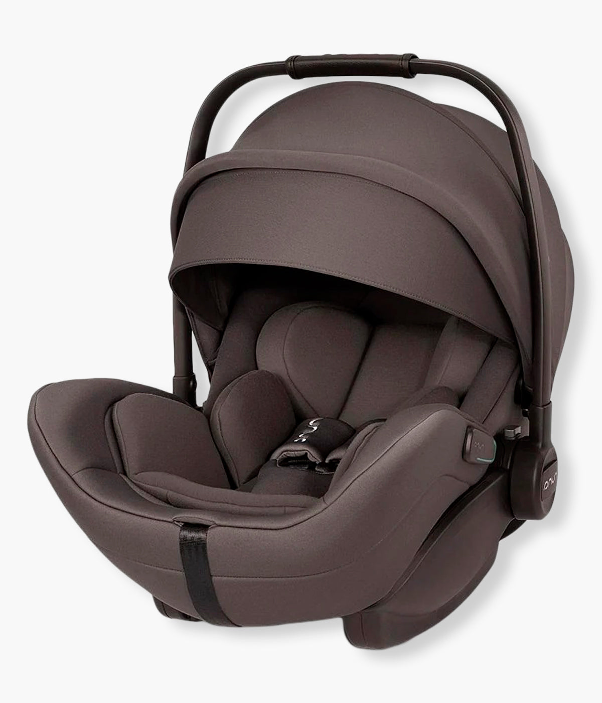 Vista frontal da babycoque para bebé Arra Flex da marca Nuna na cor Thunder