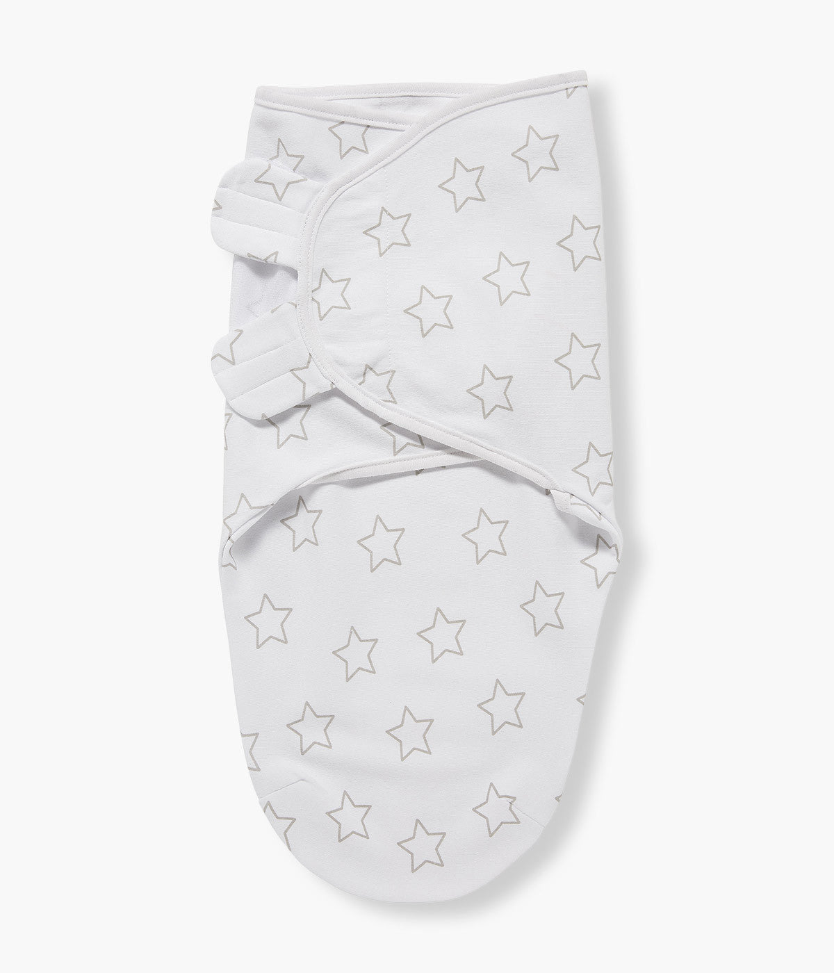 Swaddle Wrap com Velcro em Algodão Estrelas Bebé - Branco e Cinza