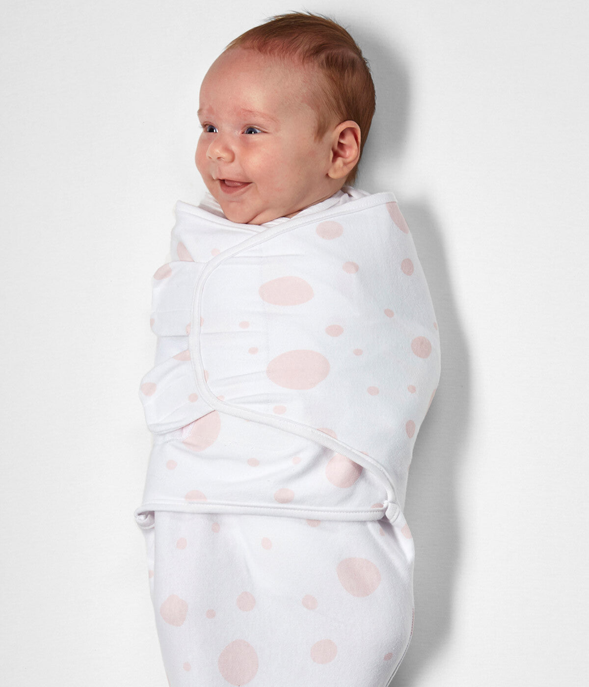 Swaddle Wrap com Velcro em Algodão Bolas Bebé Menina - Branca e Rosa