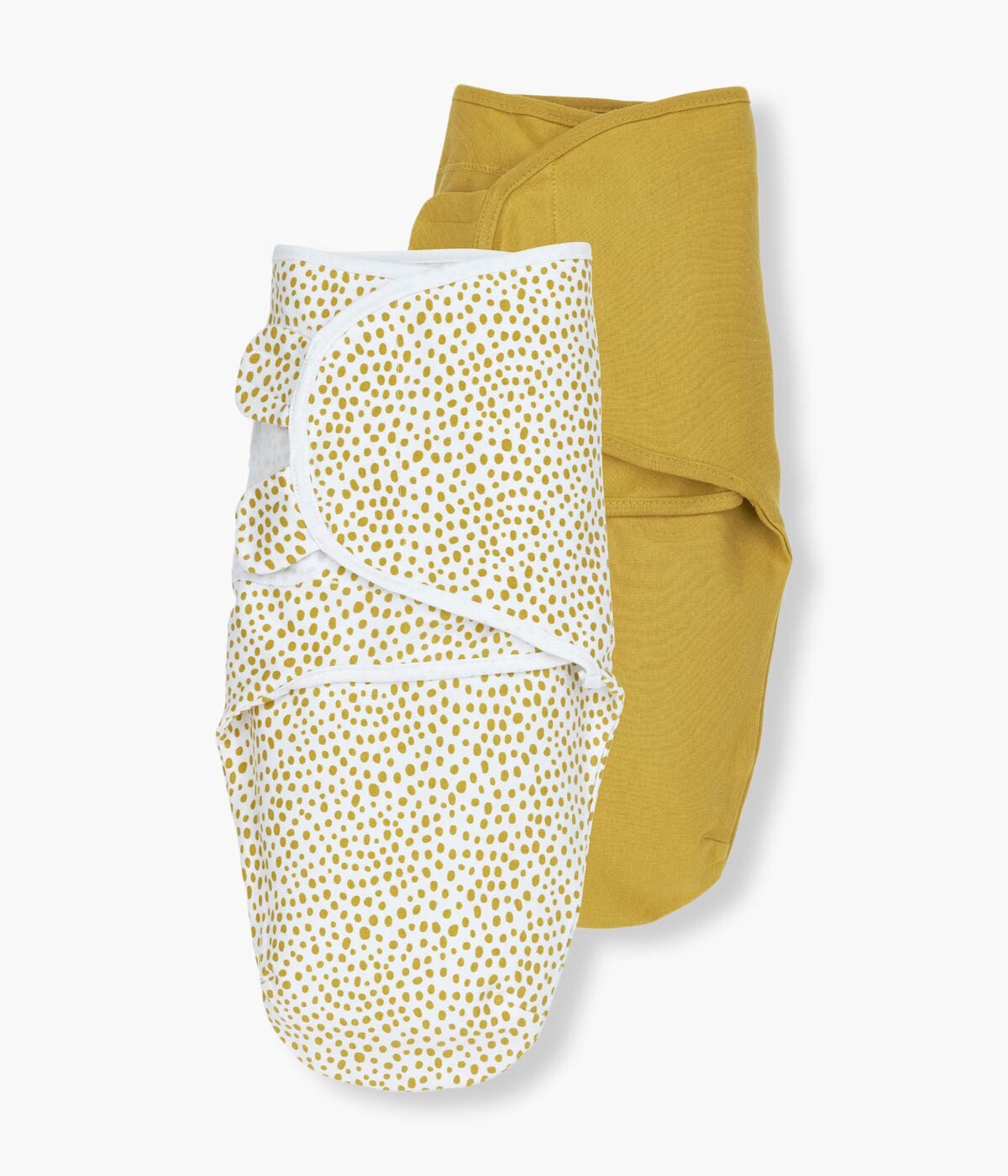 Swaddles Wrap com Velcro Algodão Bebé Pintas 2un - Branco e Amarelo