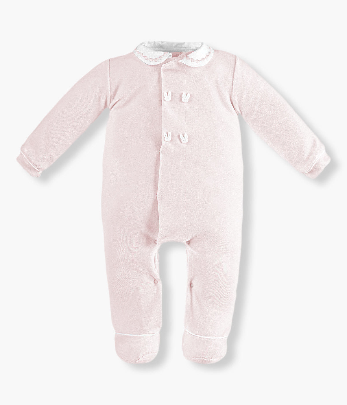 Babygrow em Veludo para Bebé Menina Coelhos - Rosa