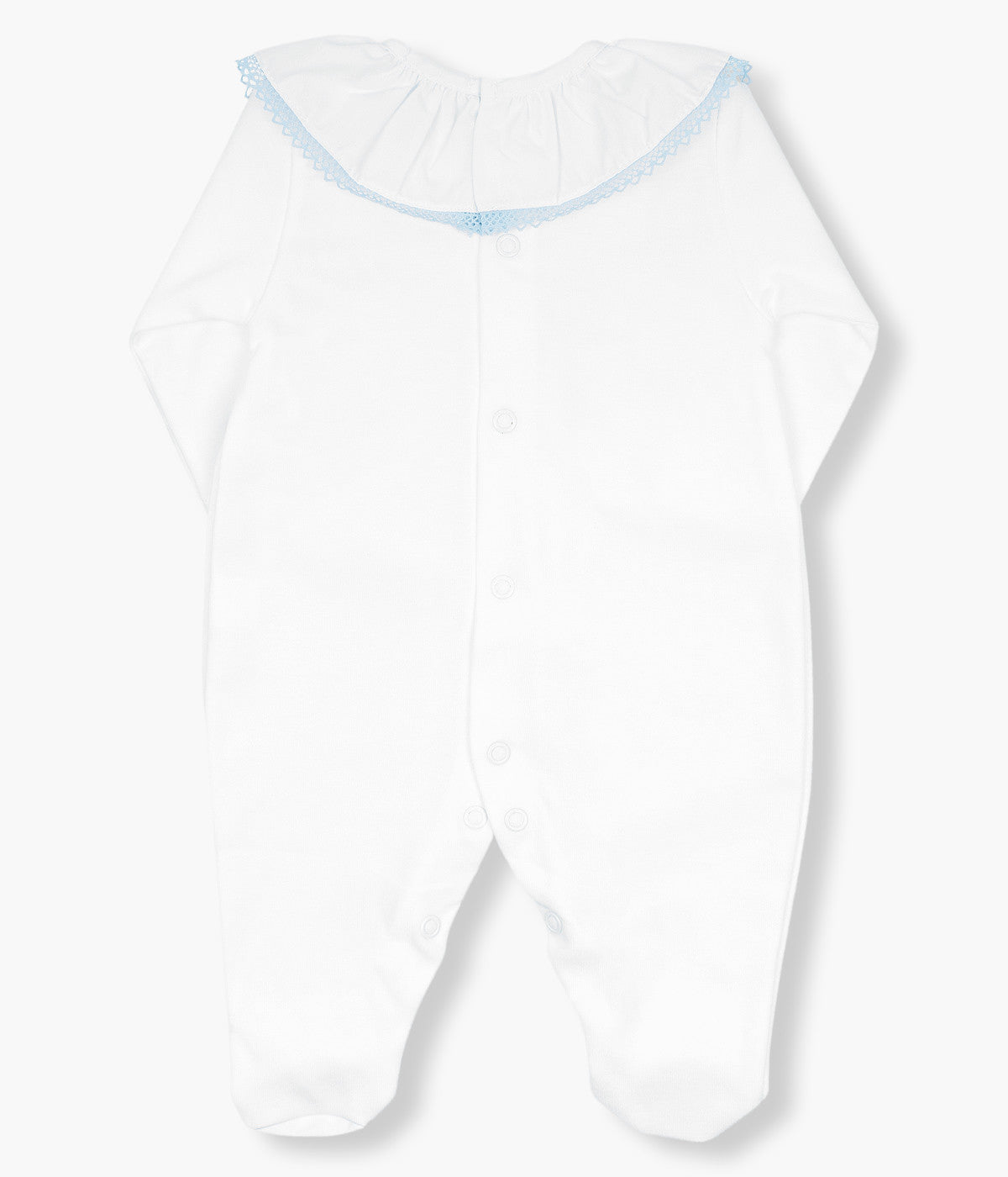 Babygrow Algodão Gola Folho para Bebé - Branco e Azul