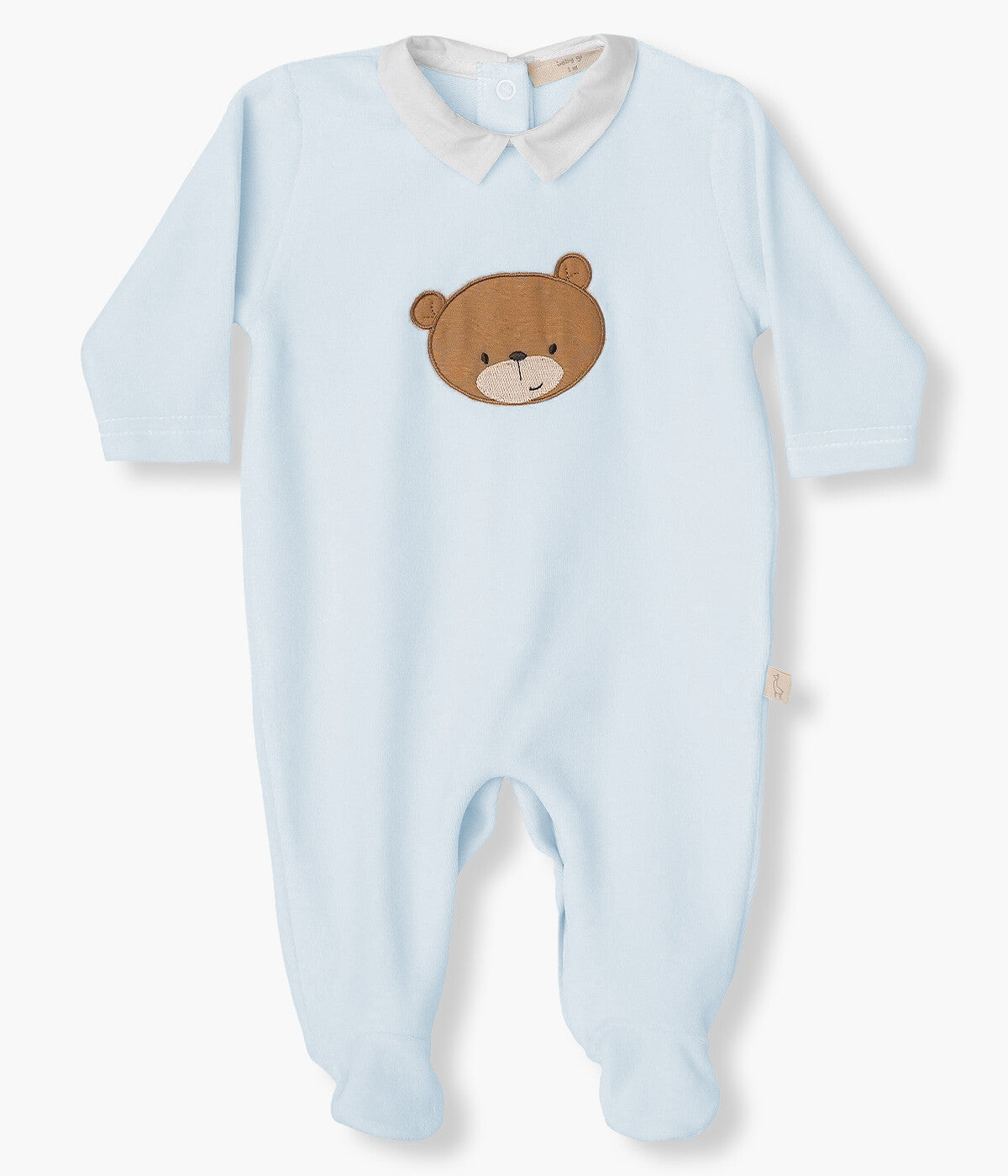 Babygrow em Veludo para Bebé Urso - Azul