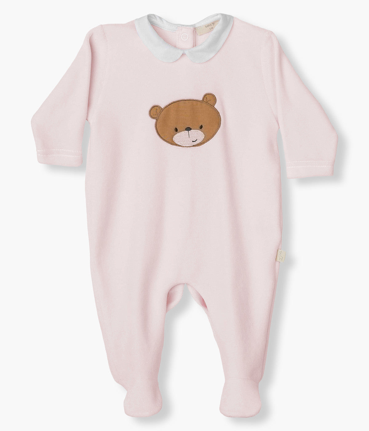 Babygrow em Veludo para Bebé Menina Urso - Rosa