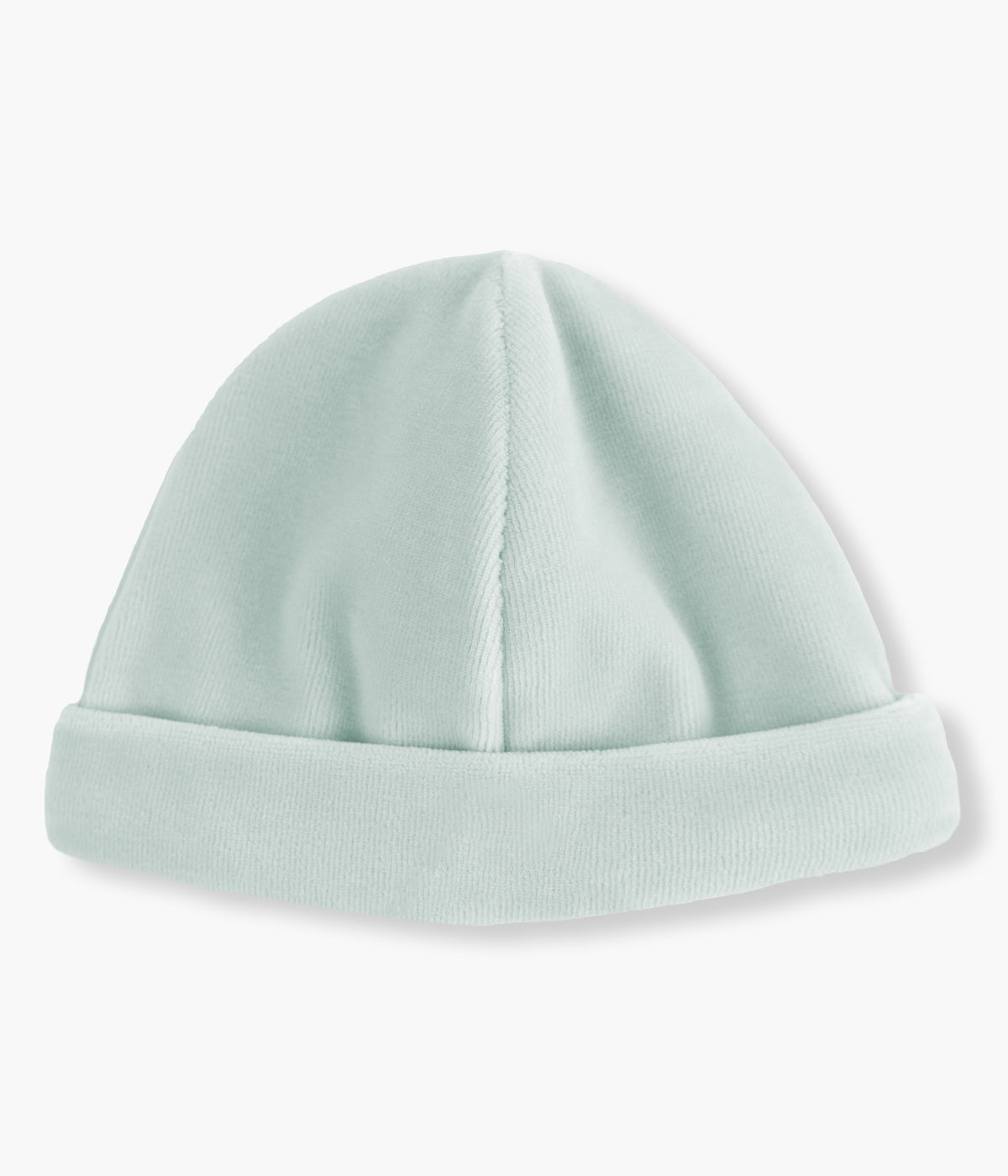 Gorro duplo em veludo verde-menta sem costuras no interior da Baby Gi para bebé e recém-nascido(a).