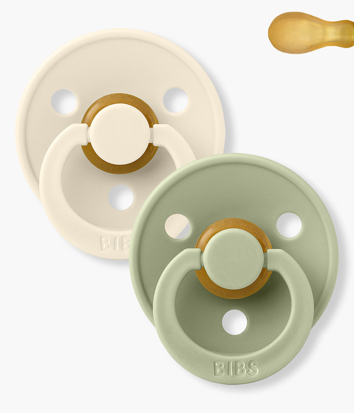 Bibs Colour 2 Chupetas Ivory/Sage Simétrica - Marfim e Verde