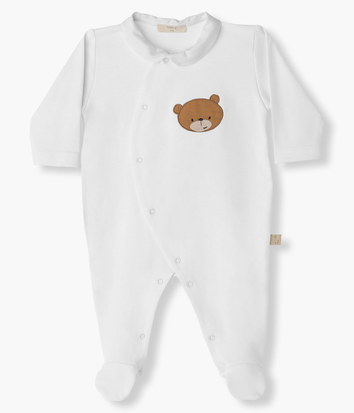 Babygrow em Algodão para Bebé Urso - Branco