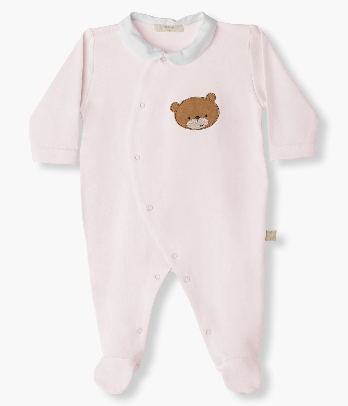 Babygrow em Algodão para Bebé Menina Urso - Rosa