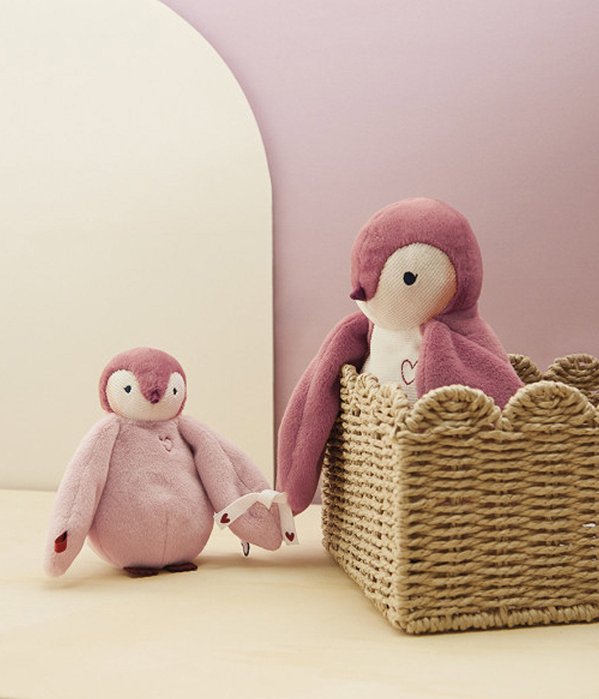 Kaloo Conjunto 2 Peluches Mãe Pinguim e Filha - Rosa