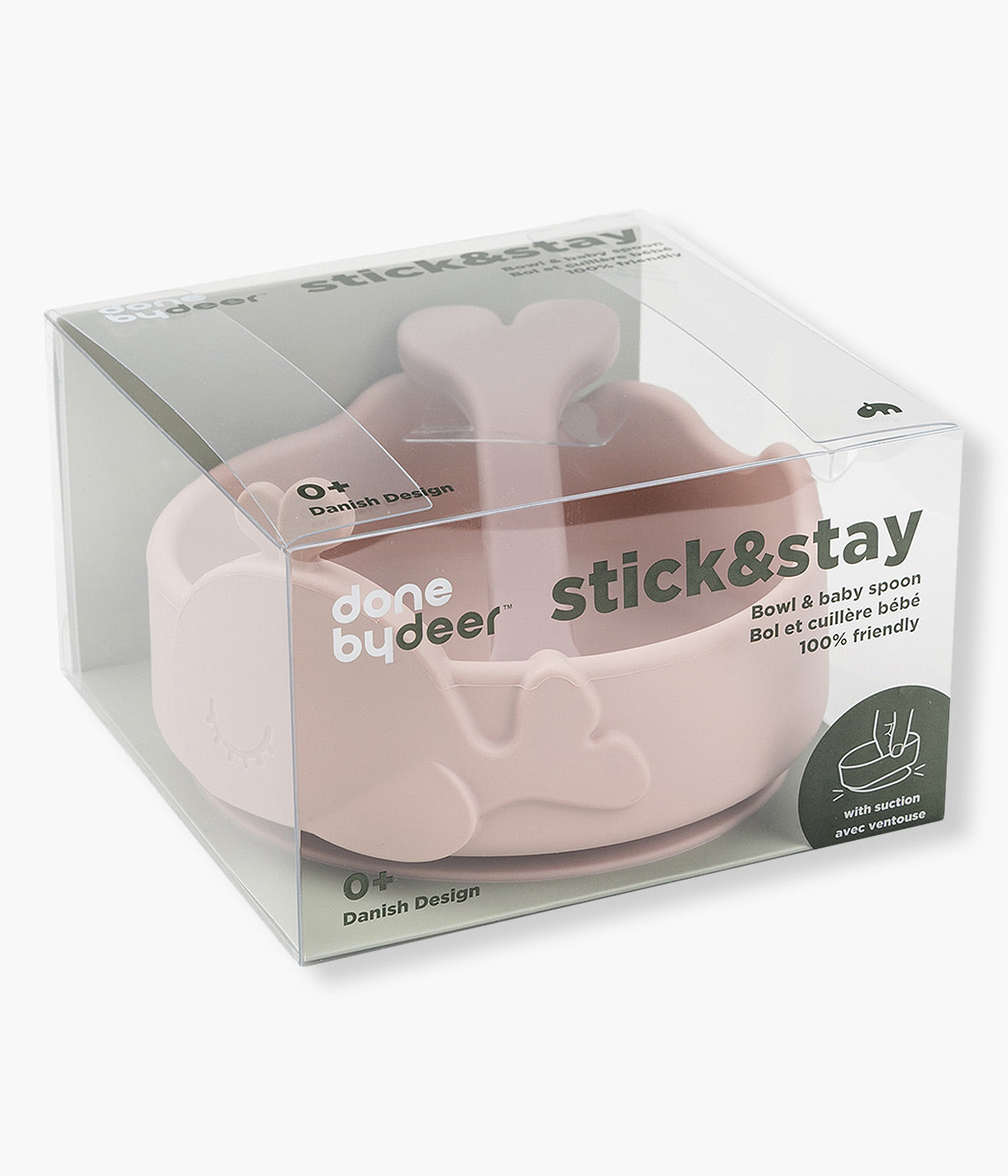 Done by Deer Conjunto Tigela e Colher Stick&Stay Wally 2pc - Rosa