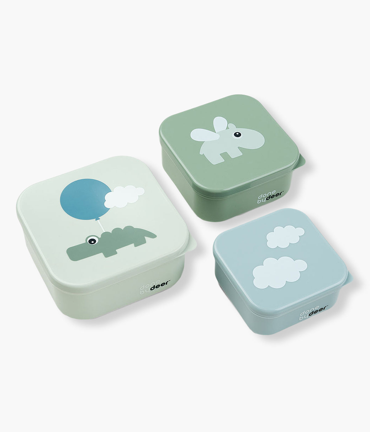 Done by Deer Pack Caixas Snacks Happy Clouds 3pc - Verde