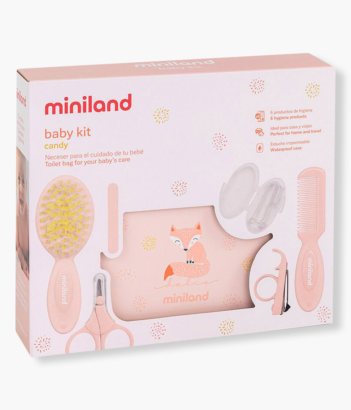 Miniland Estojo de Higiene Bebé Menina Dolce Candy 6pc - Rosa