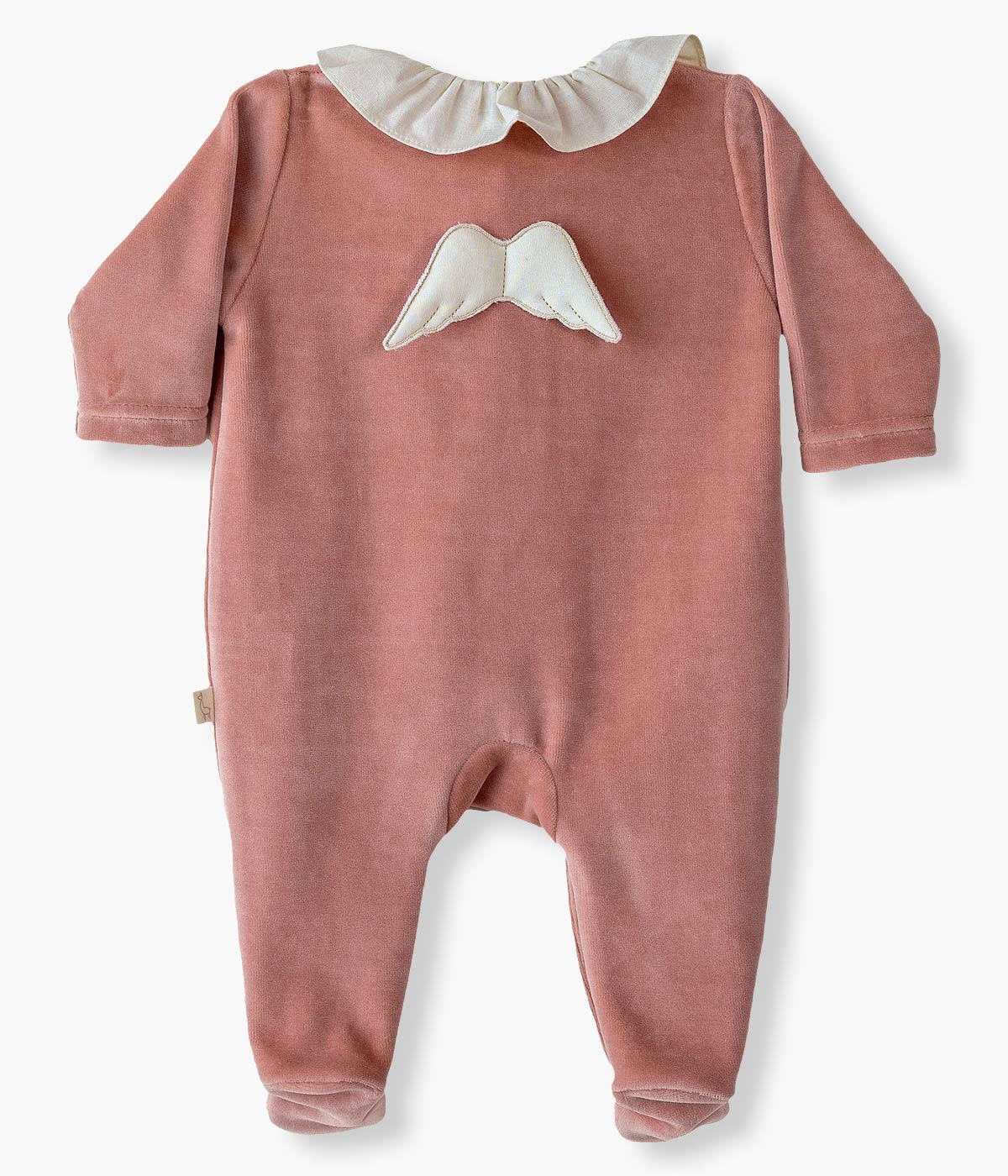 Babygrow em Veludo para Bebé Menina Asas Anjo - Rosa Velho