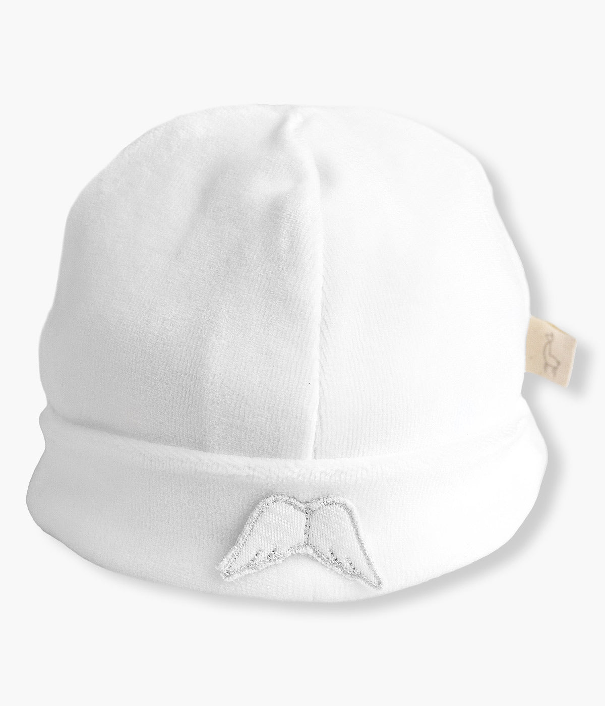 Gorro Duplo em Veludo para Bebé Asas Anjo - Branco