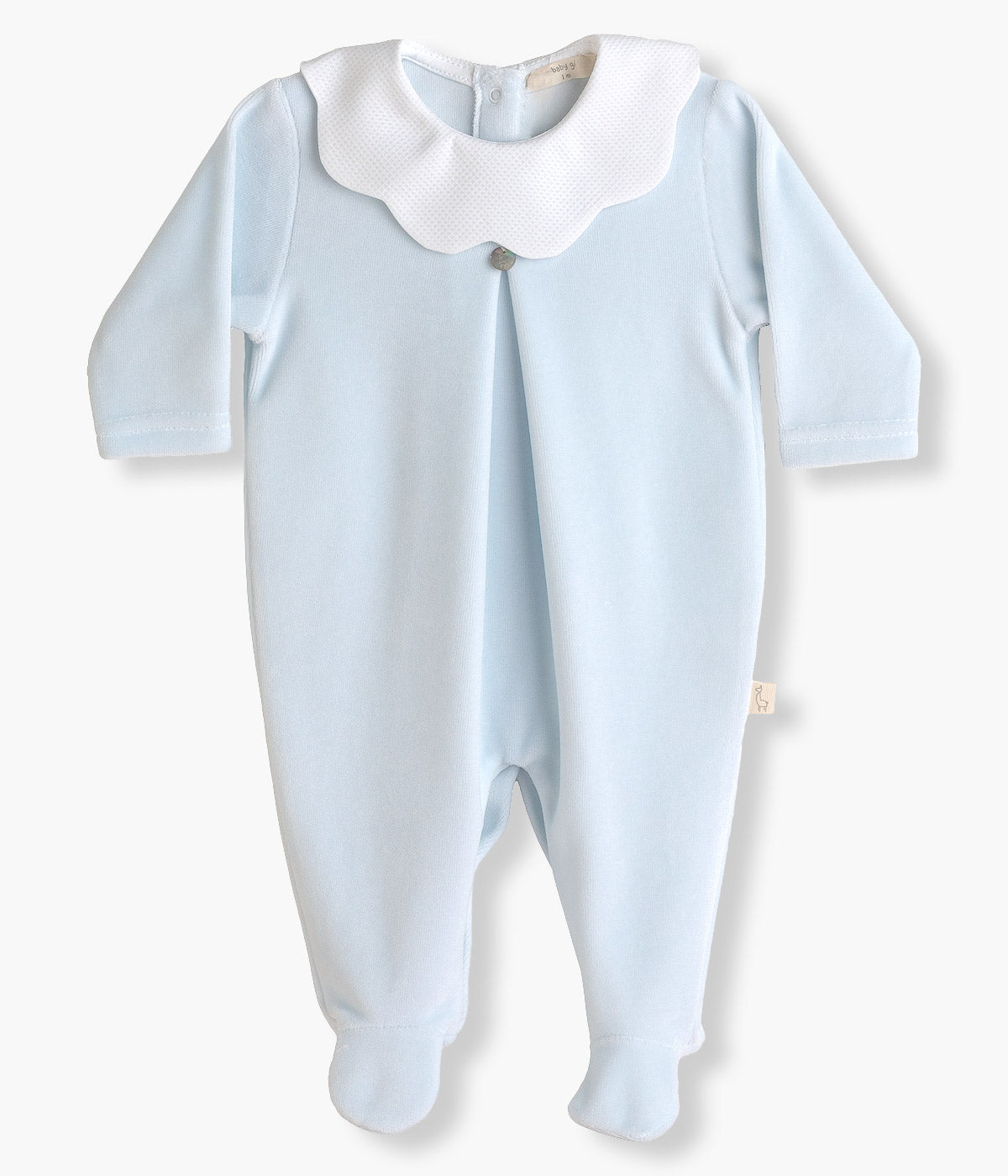 Babygrow em Veludo com Gola Ondulada para Bebé - Azul