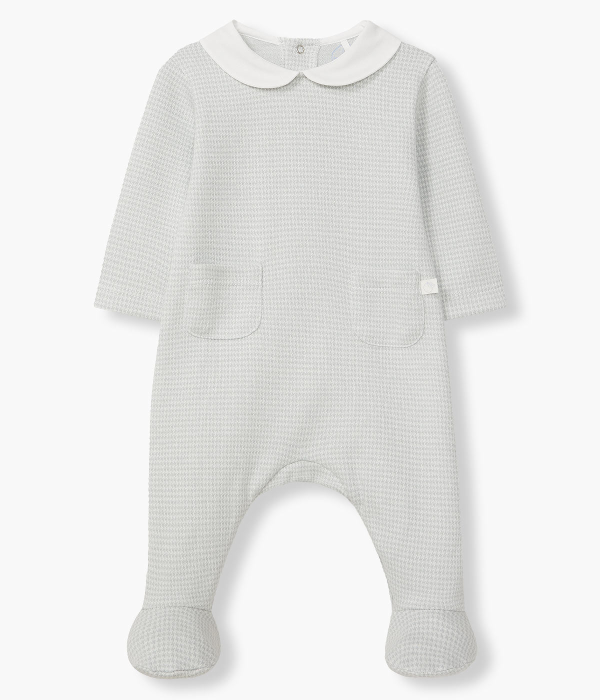 Babygrow em Malha Jacquard Pied-de-Poule para Bebé - Azul