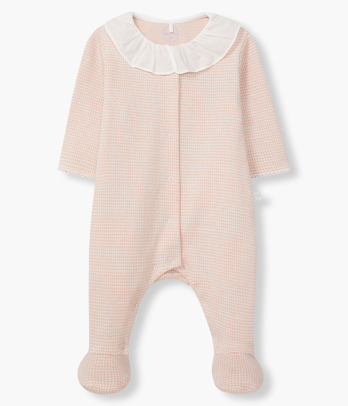 Babygrow Malha Jacquard Pied-de-Poule Bebé Menina - Rosa Velho