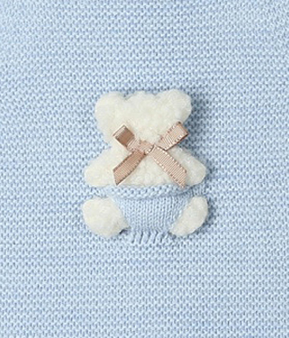 Conjunto de Malha e Algodão Urso Peluche para Bebé 2pc - Azul