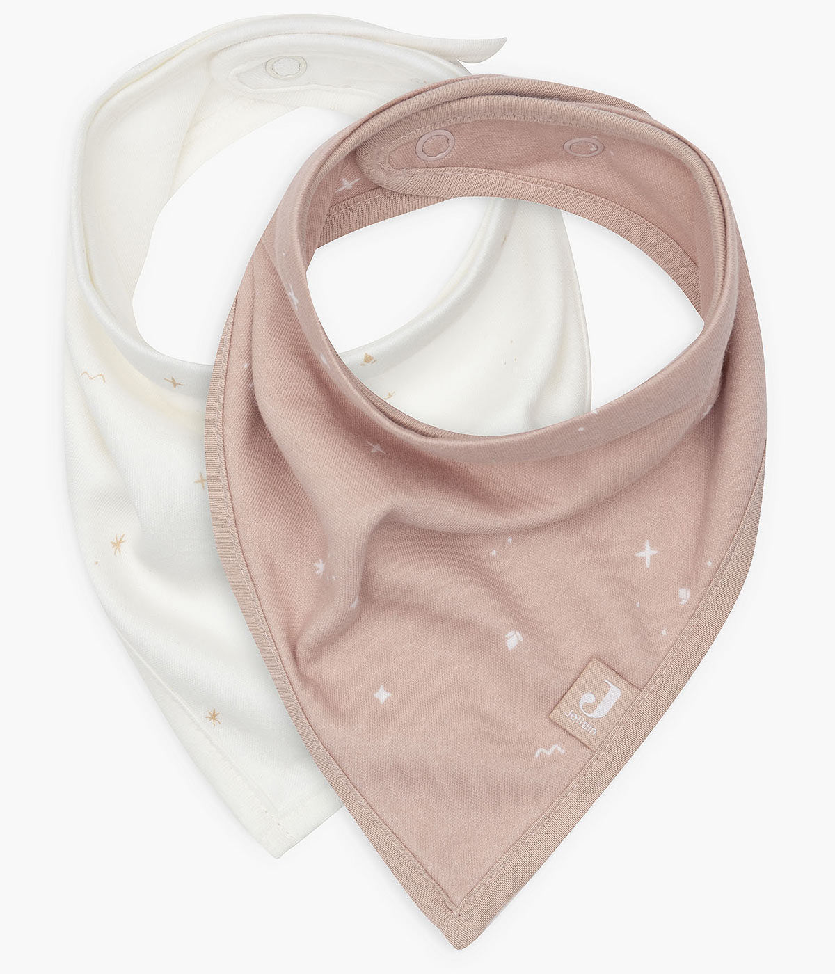 Jollein Pack 2 Bandanas em Algodão Estrelas - Branco e Rosa