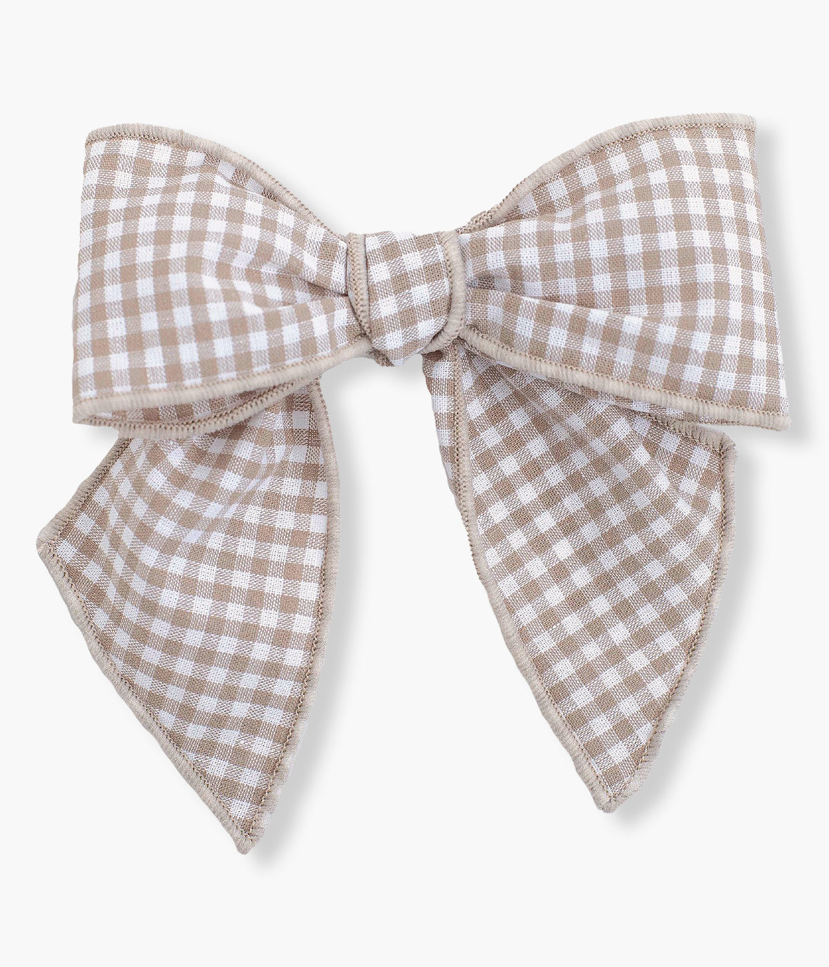 Gancho de cabelo com laço com padrão vichy branco e bege da Calamaro Baby para bebé menina e recém-nascida.