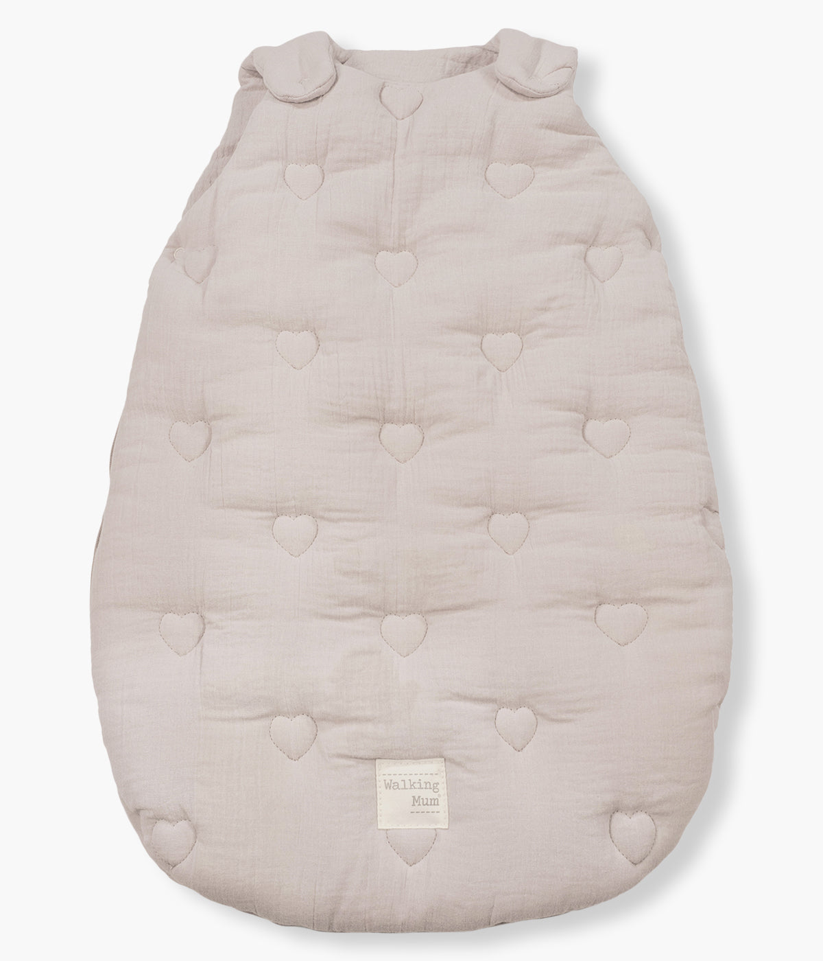 Saco de dormir para bebé Walking Mum Sintra bege com delicados corações bordados com indice de TOG 2.5.