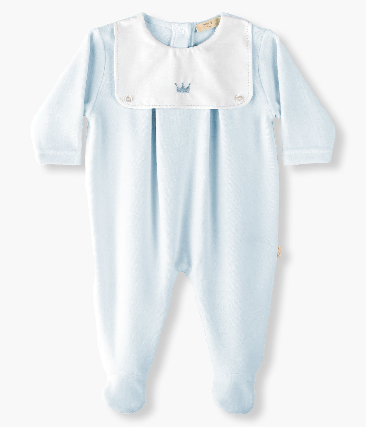Babygrow em Veludo Coroa para Bebé - Azul