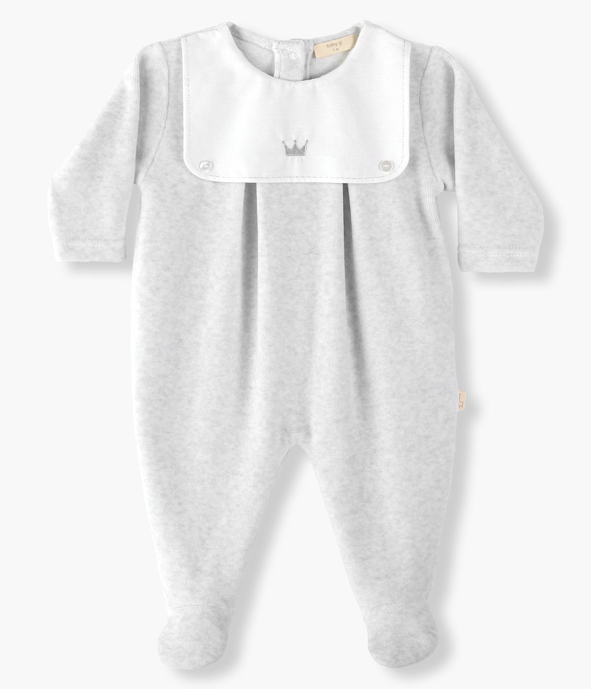 Babygrow em Veludo Coroa para Bebé - Cinza