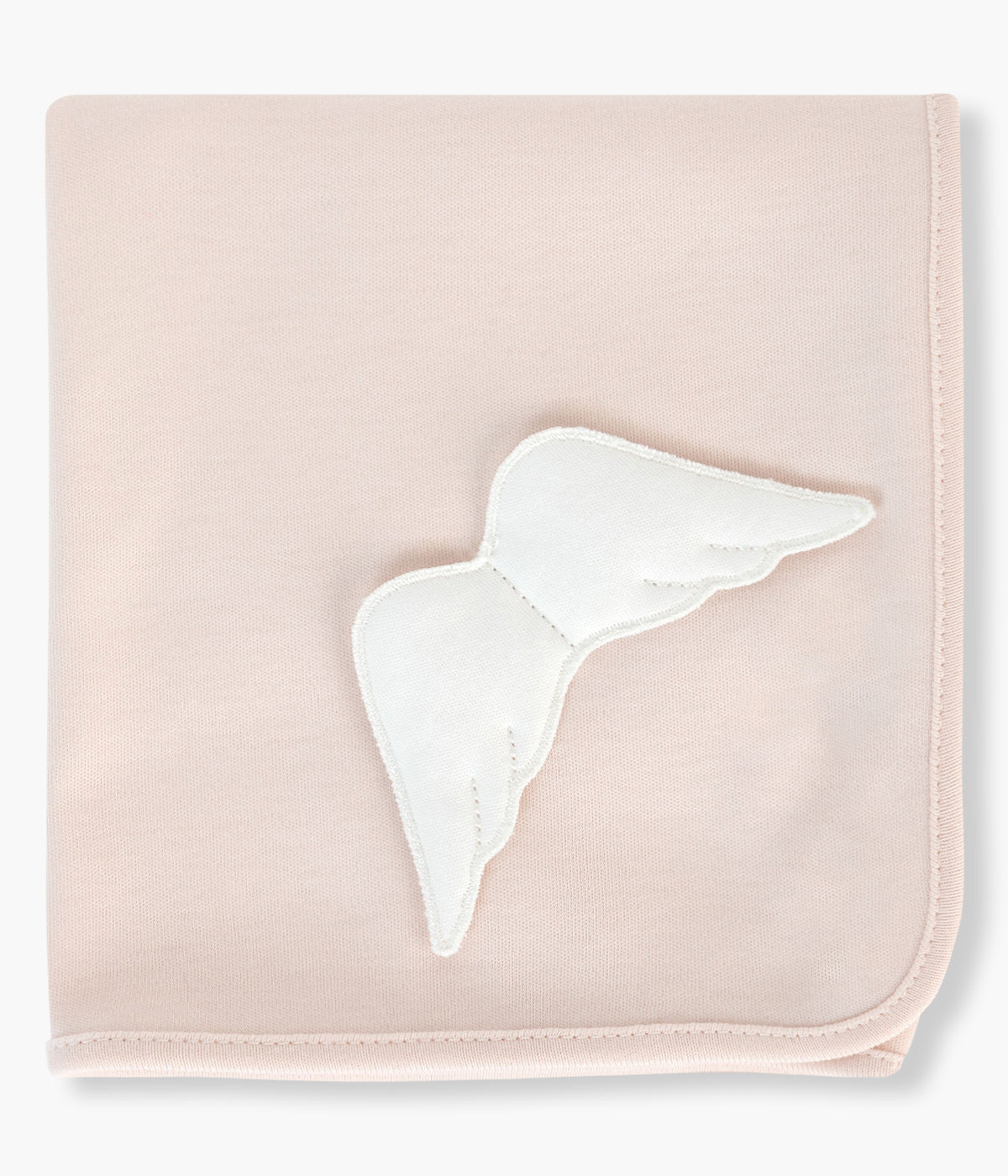 Fralda nude para bebé menina e recém-nascida da Baby Gi, 100% algodão. Detalhe no canto com asas de anjo em branco.