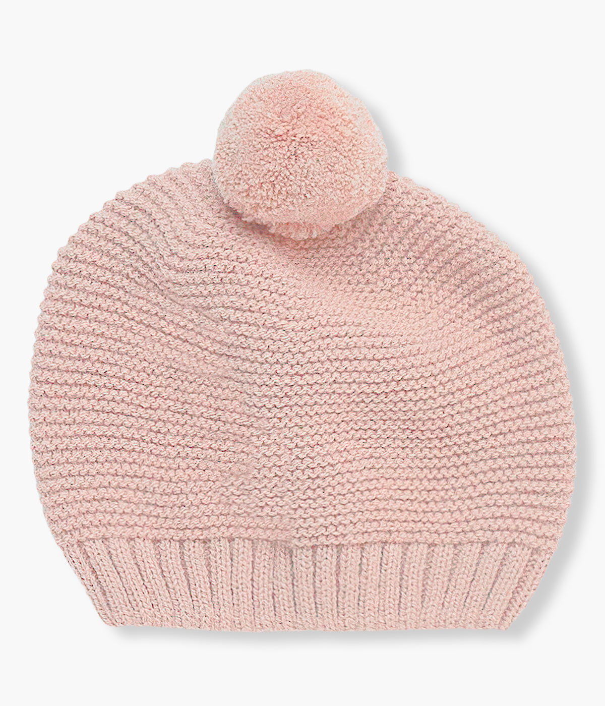 Gorro de malha cor-de-rosa com pompom da Juliana para bebé menina e recém-nascida.
