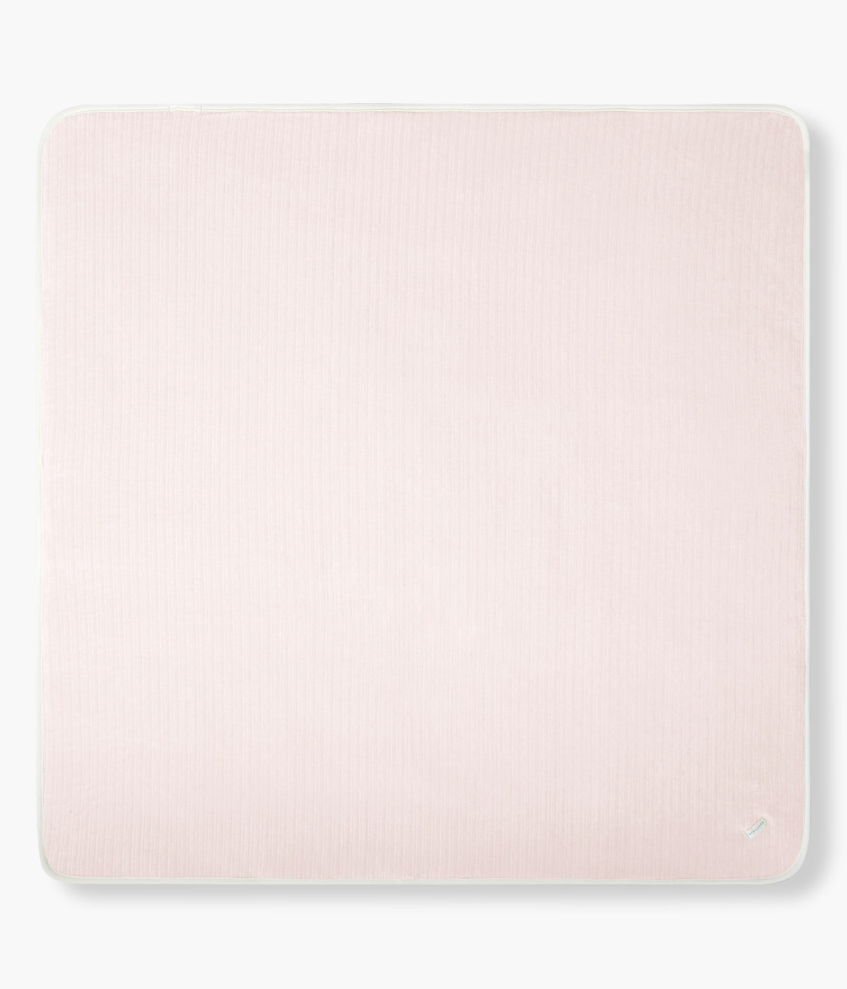Manta em veludo canelado cor-de-rosa com rebordo branco da Laranjinha para bebé menina e recém-nascida.