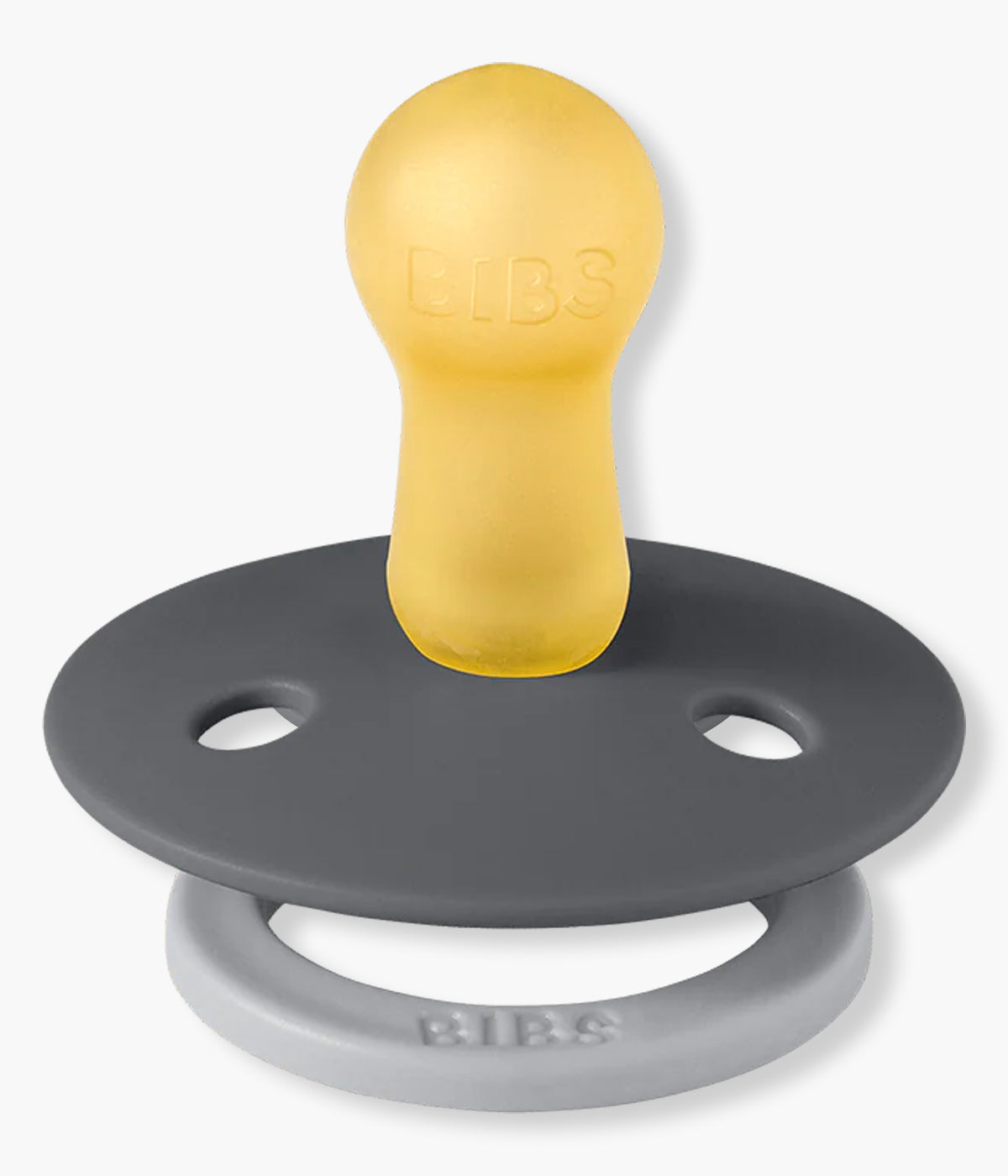 Pack de 2 chupetas Studio Colour Fusion Iron Cloud Mix com tetina redonda em borracha 100% natural. Conjunto composto por 1 chupeta cinza (iron) e 1 chupeta cinza-escuro (iron).