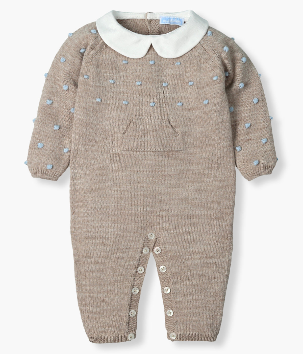 Babygrow de Malha c/ Bolinhas Bebé Menino - Bege e Azul
