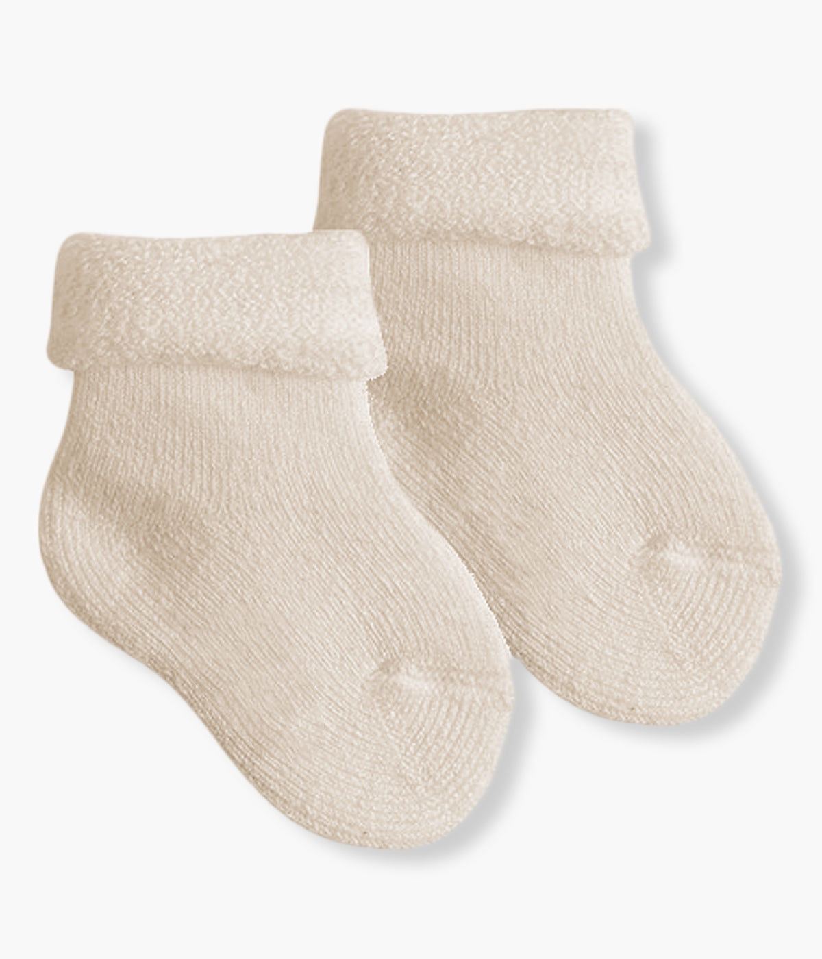 Meias térmicas em algodão de cor linho (304 Lino) da marca Cóndor para bebé e recém-nascido(a). Interior polar com dobra no tornozelo.