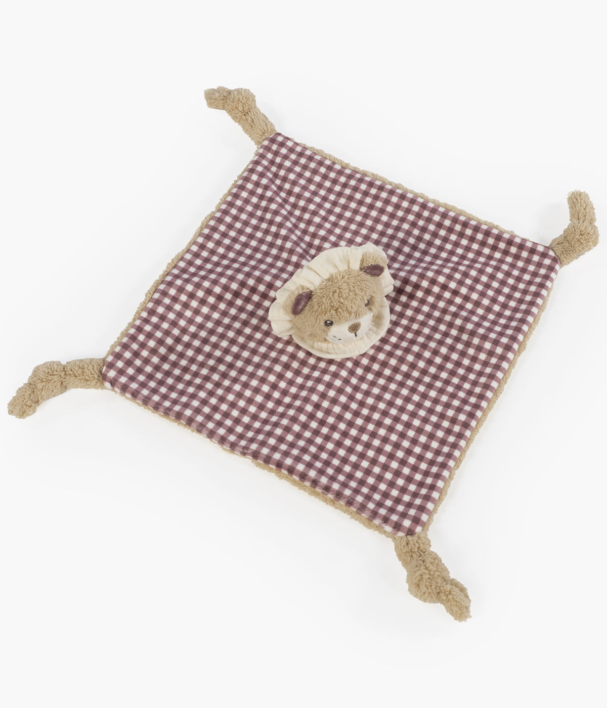 Doudou Walking Mum Gala Cerise em forma de leão aberto.