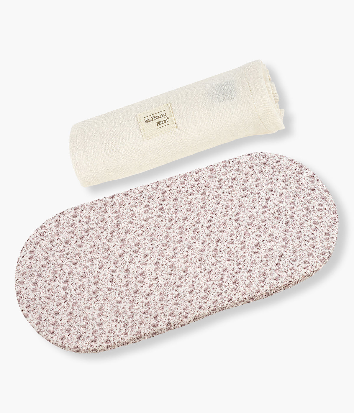 Conjunto de swaddle musselina e forra em algodão e bambu Gala Cerise da Walking Mum para bebé menina e recém-nascida. Feito com materiais naturais de toque muito suave, este conjunto é um essencial na alcofa ou moisés da bebé.