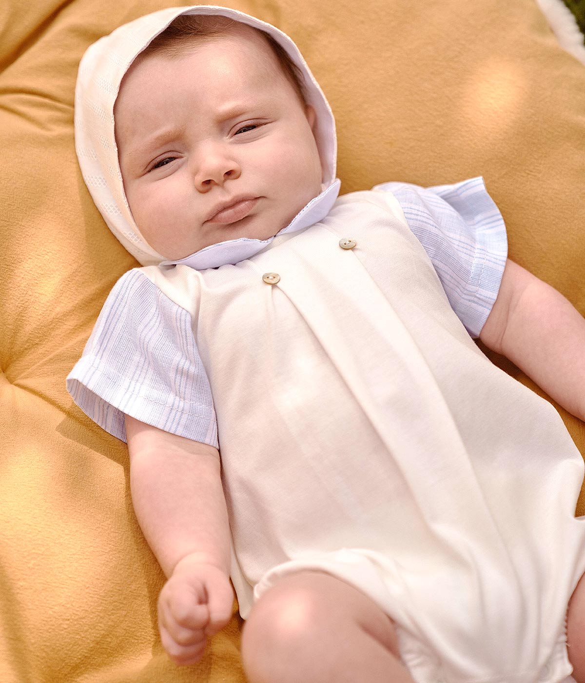 Fofo em Algodão Bebé Menino Riscas - Pérola e Azul