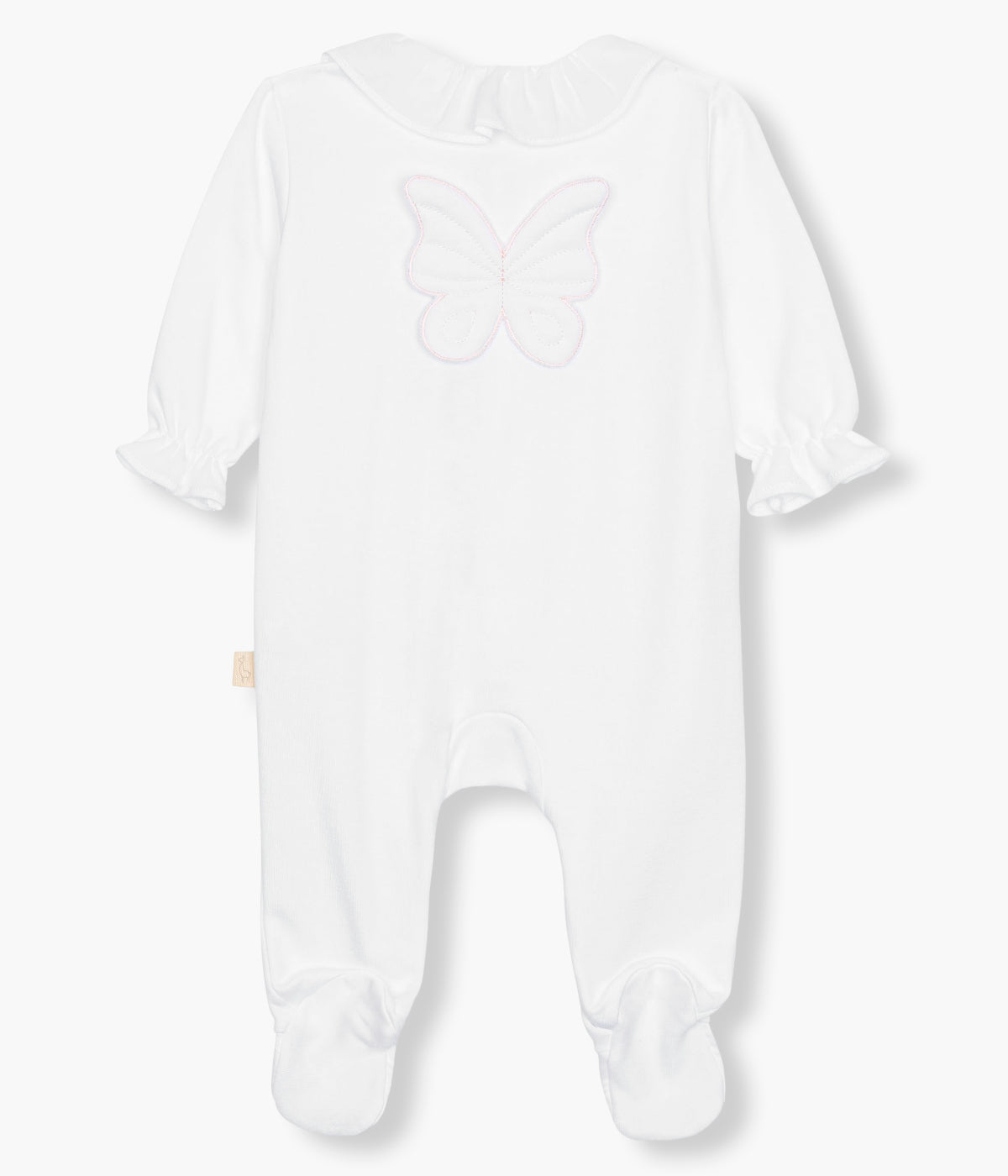 Babygrow Algodão Borboleta Bebé Menina - Branco e Rosa