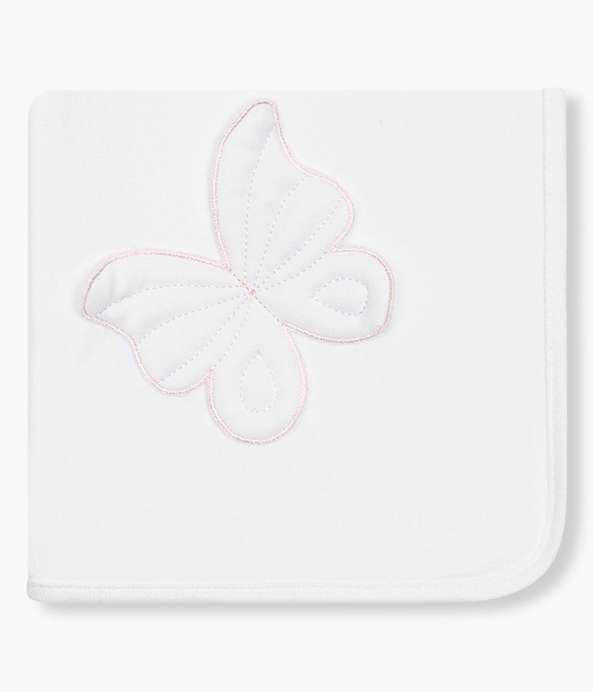 Fralda em Algodão Borboleta para Bebé Menina - Branco e Rosa