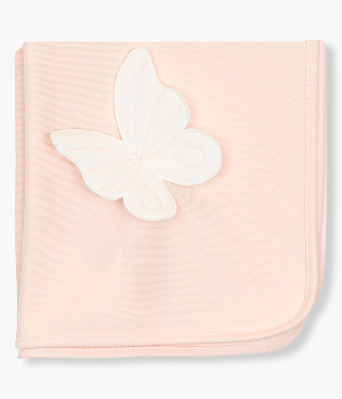 Fralda nude da Baby Gi para bebé menina e recém-nascida, 100% algodão. Delicada fralda com detalhe de borboleta branca no canto.