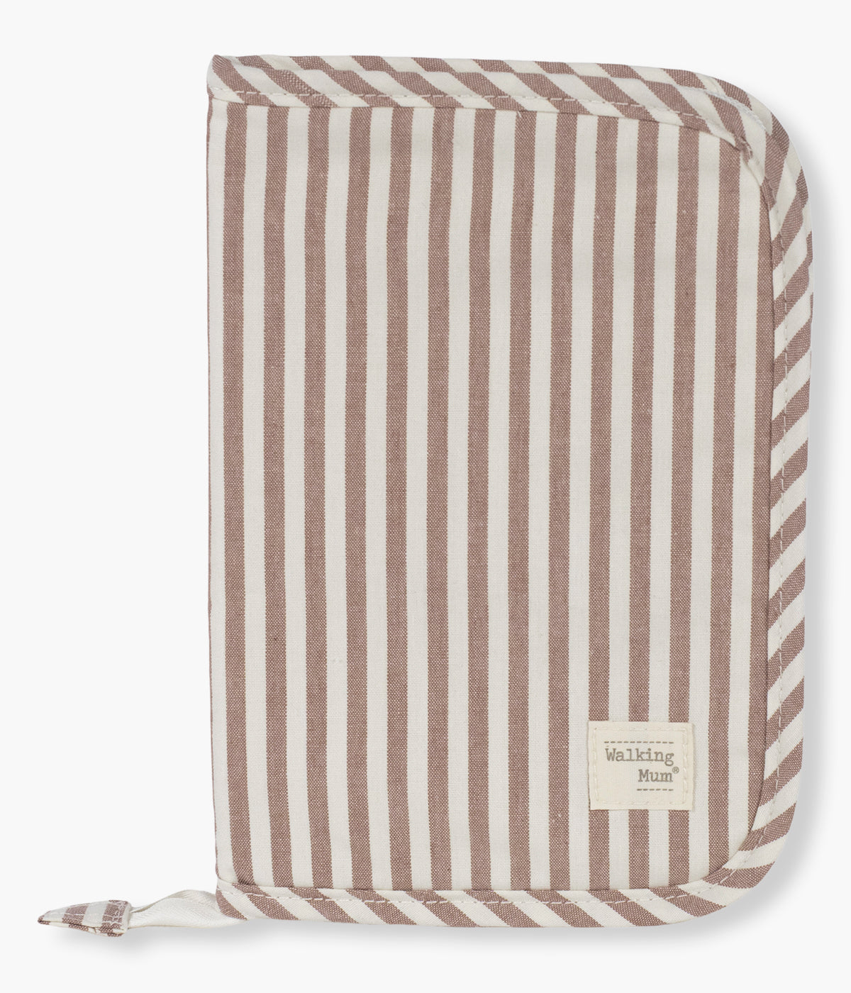 Porta Documentos Walking Mum Praliné Strips Moka visto de frente e fechado.