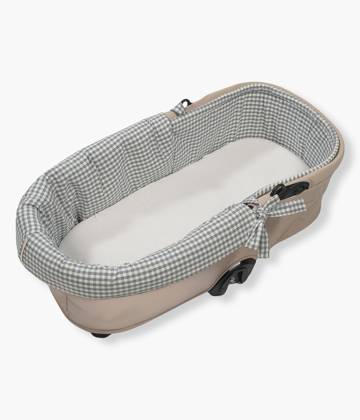 Vista de frente da Forra Algodão Elásticos Alcofa Walking Mum Praliné Strips Matcha.