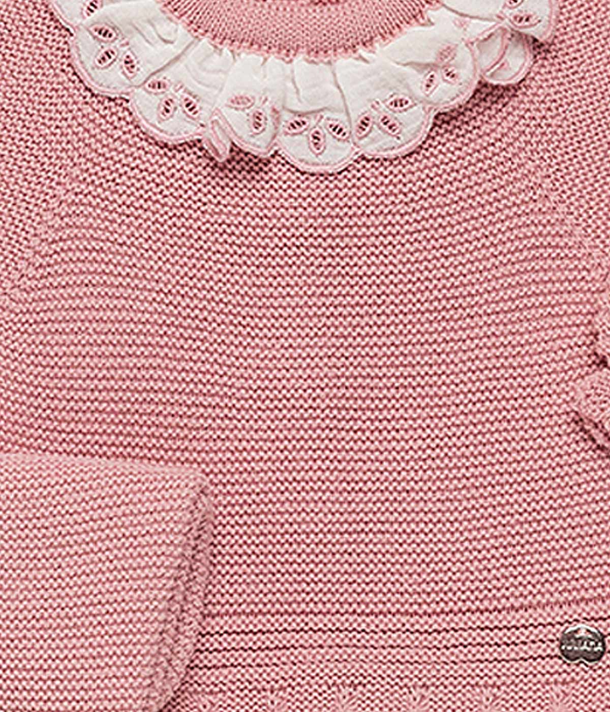 Conjunto de Malha Gola Folho Bebé Menina 3pc - Rosa