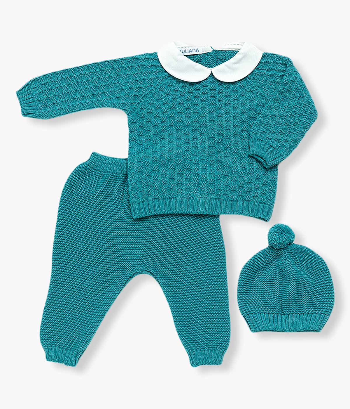 Conjunto de Malha com Gola para Bebé 3pc - Verde