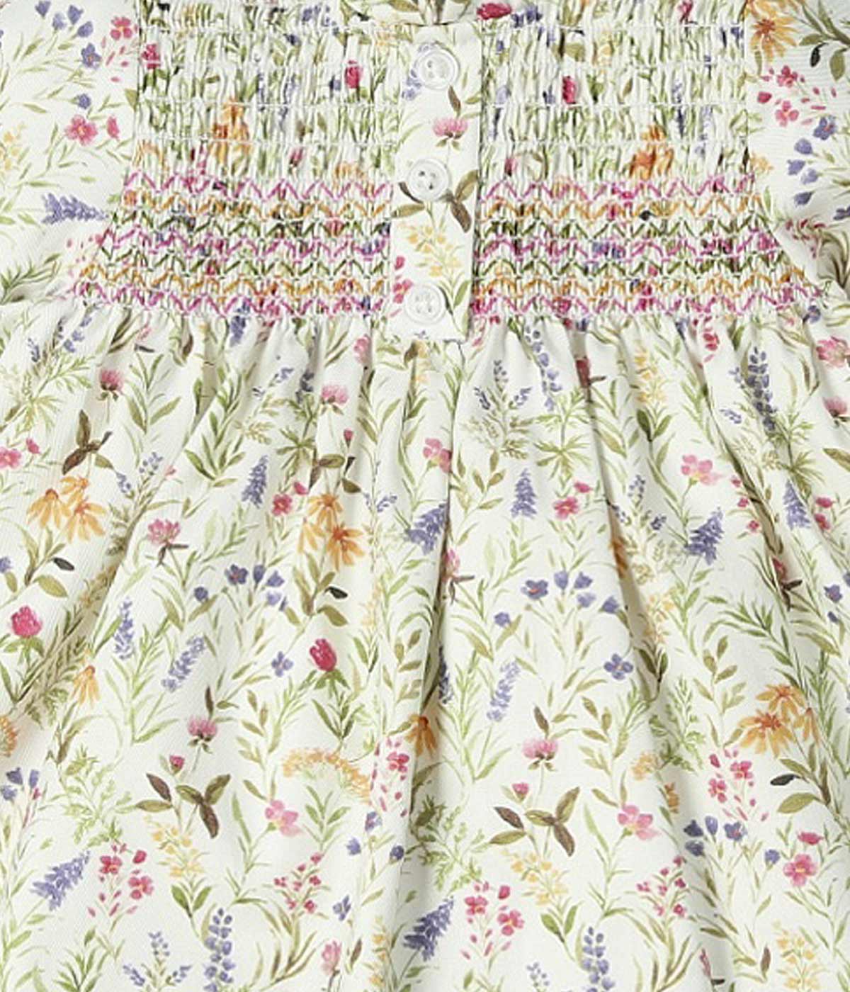 Vestido e Tapa Fraldas em Algodão Bebé Menina Floral 2pc - Pérola